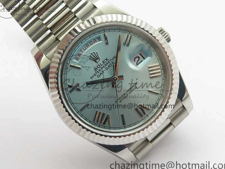 MiroTime 0421 WaterResistant Day Date 40 SS Bp Maker 1:1 Best Edition Tiffany Blue Roman Dial on SS Bracelet A 2549